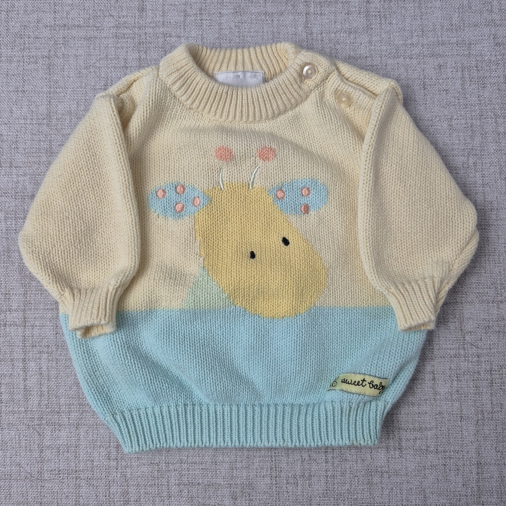 Y2K ​Vtg 2003 Carter’s Baby Giraffe Knit Sweater Cotton Pastel 0-3M - Picture 3 of 11